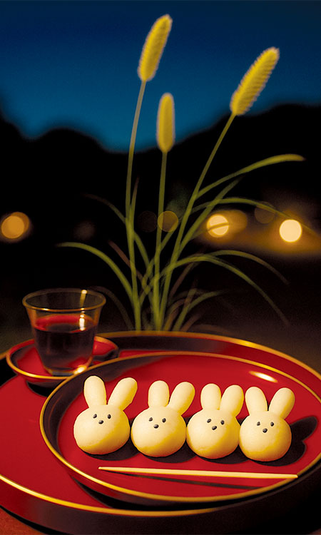 秋のお月見　みたらしうさ団子